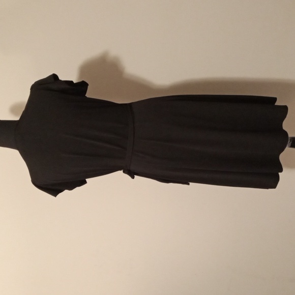 Studio M Black Short Flutter Sleeve Classic Wrap Dress Size Medium - Picture 8 of 10